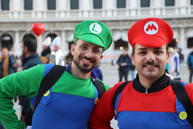 Men In Super Mario Costumes