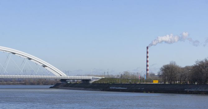 Bridge and bank of the Danube near Novi Sad