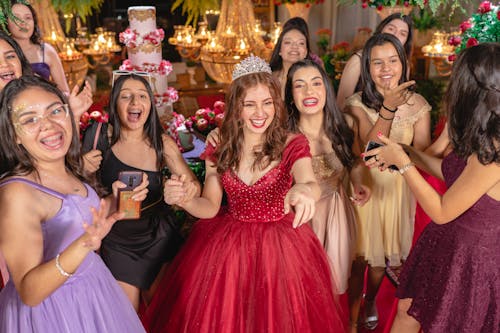 Free Smiling Women in Dresses on Party Stock Photo