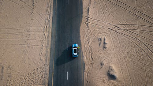 Free Top View Of Blue Car  Stock Photo