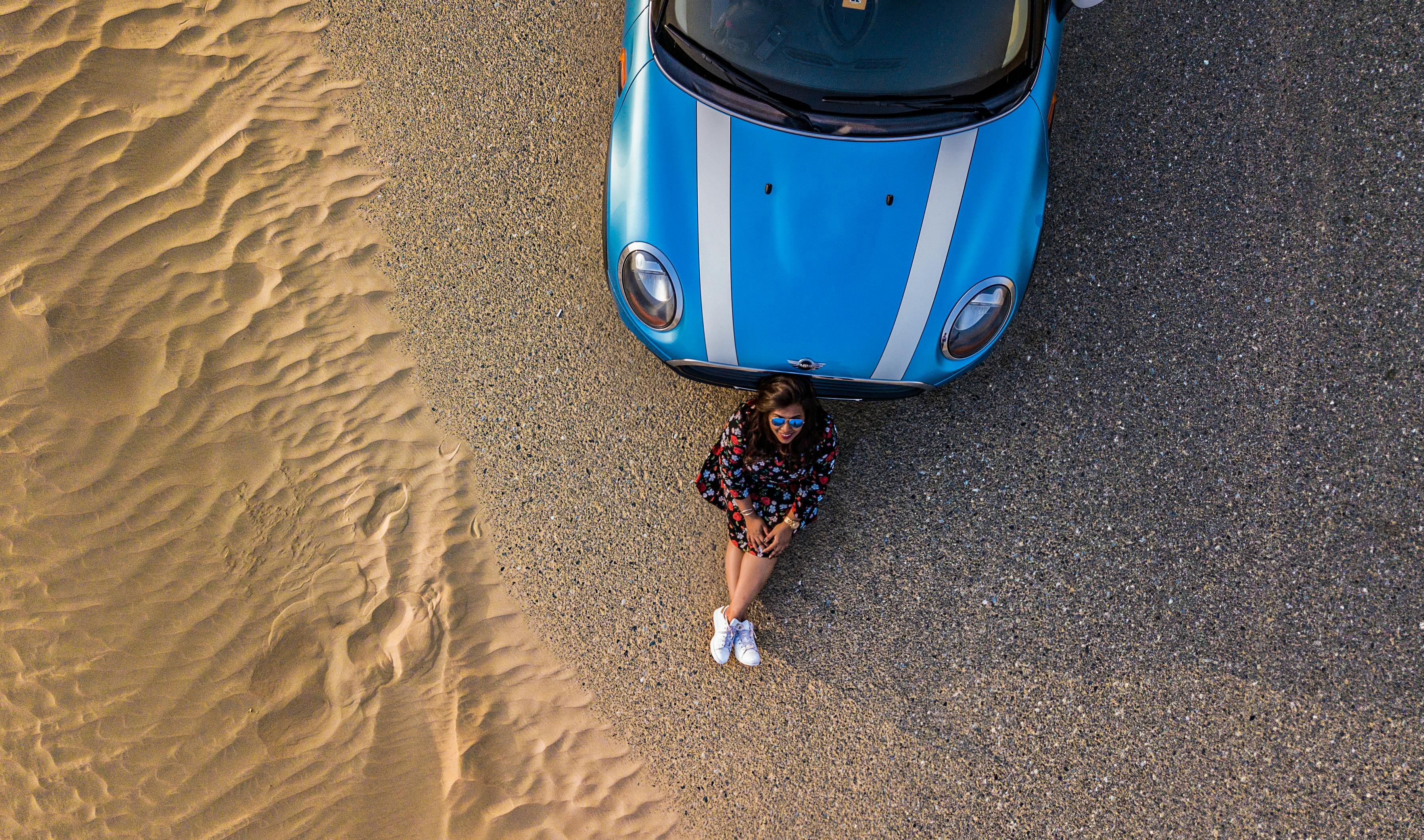 Top View Of Blue Car \u00b7 Free Stock Photo