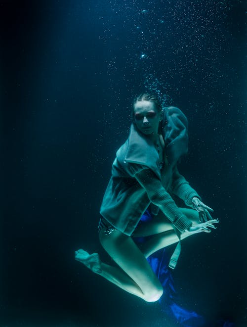 Free Photo of a Woman Underwater Stock Photo