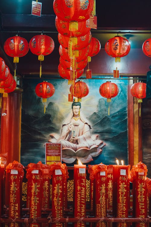 Lanterns around Painting in Shrine