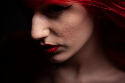 Close-up Studio Portrait of a Woman with Red Hair