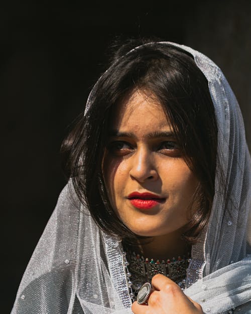 Young Brunette Wearing a Veil 