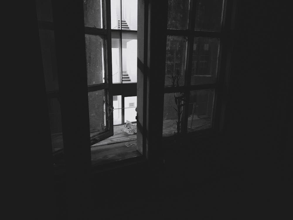 Free stock photo of black and white, bnw, by the window