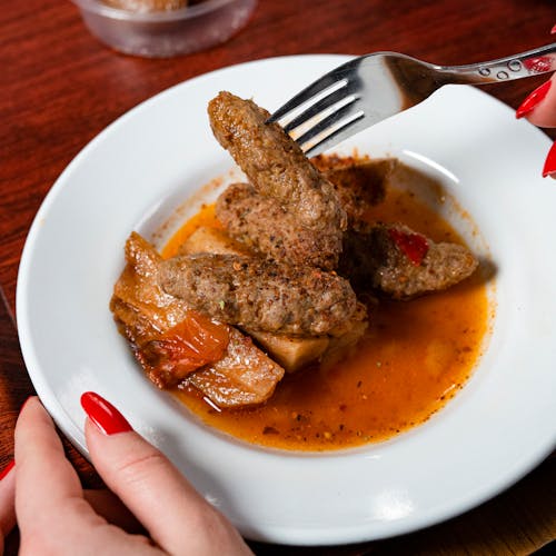 Close-up of Meat on a Plate 