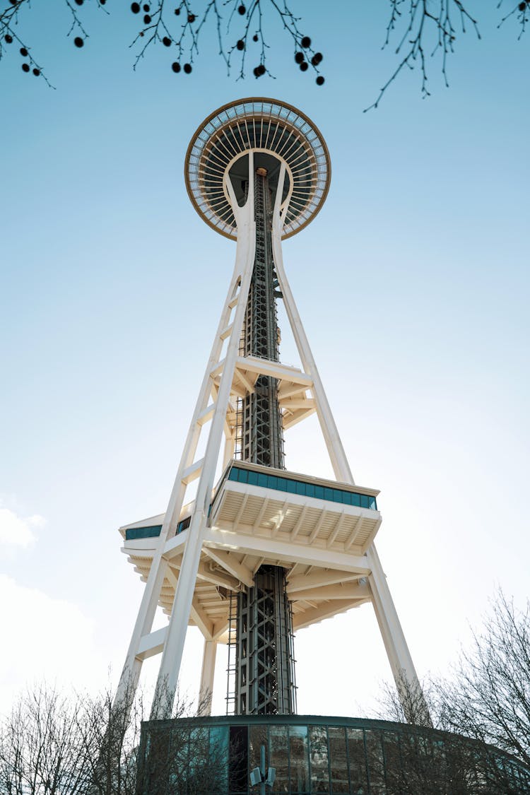 Low Angle Shot Of The Space Needle In Seattle, Washington, USA