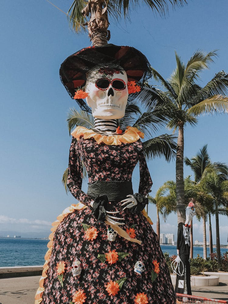 Photo Of Skeleton Wearing Floral Dress