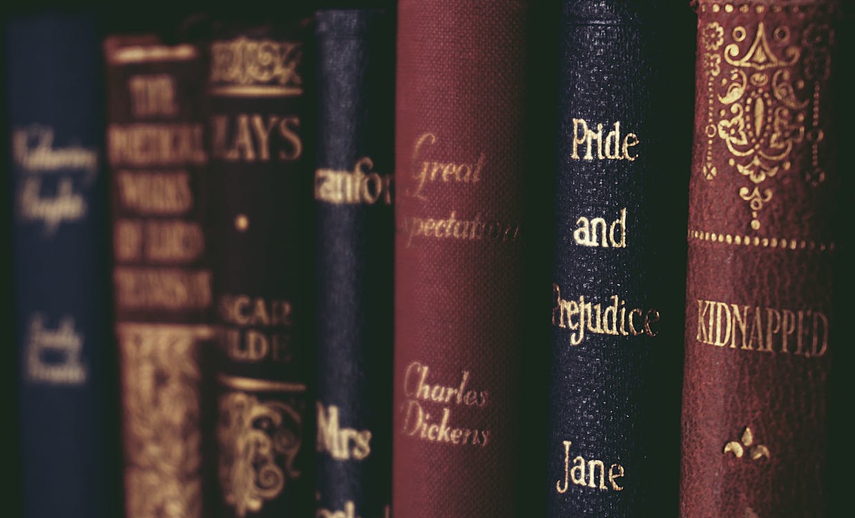 Close-Up of Books on Shelf
