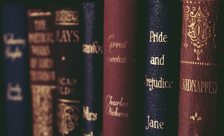 Close-Up Of Books On Shelf