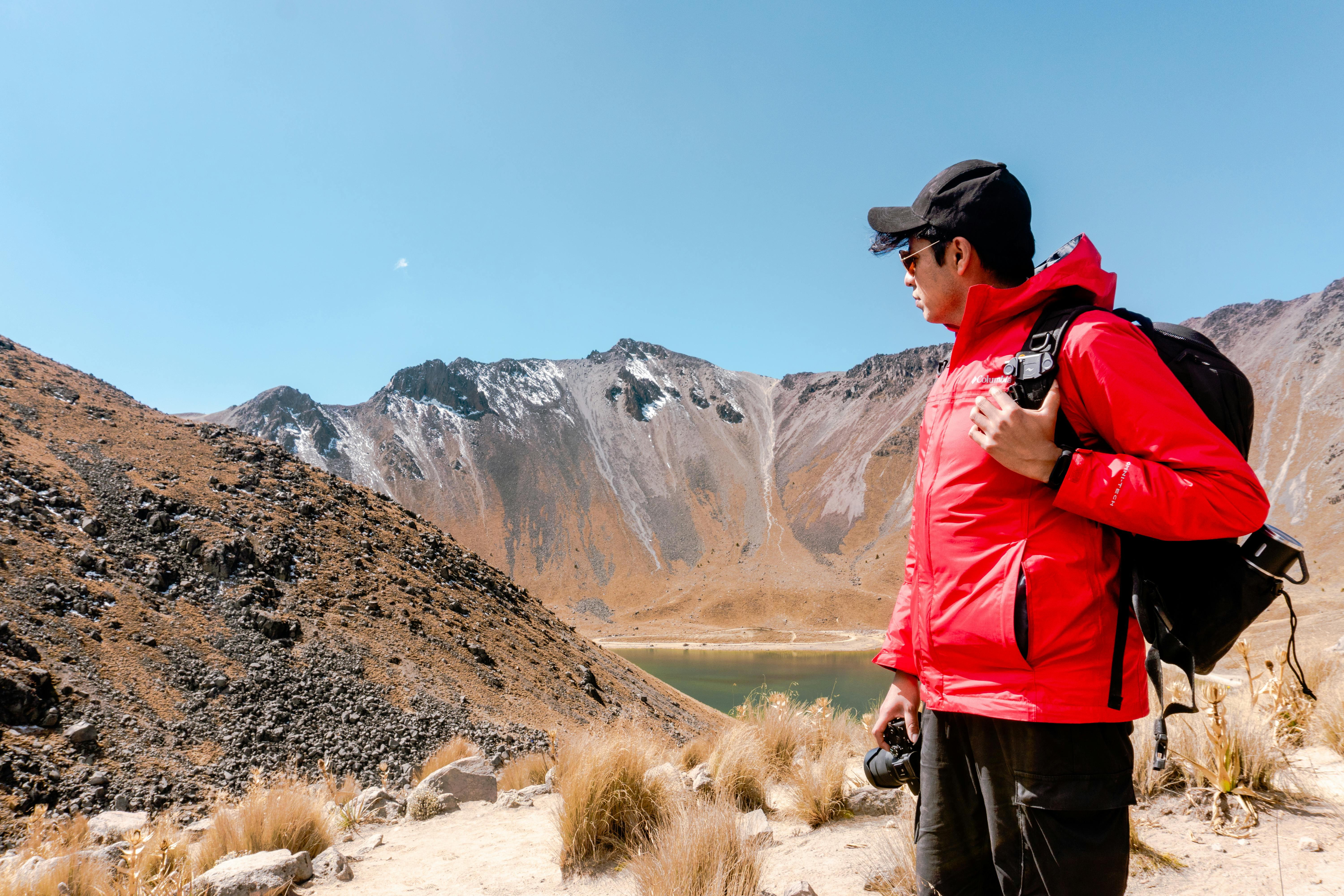 Poster Hiker posing at camera on the trek in Himalayas, Nepal - PIXERS.US