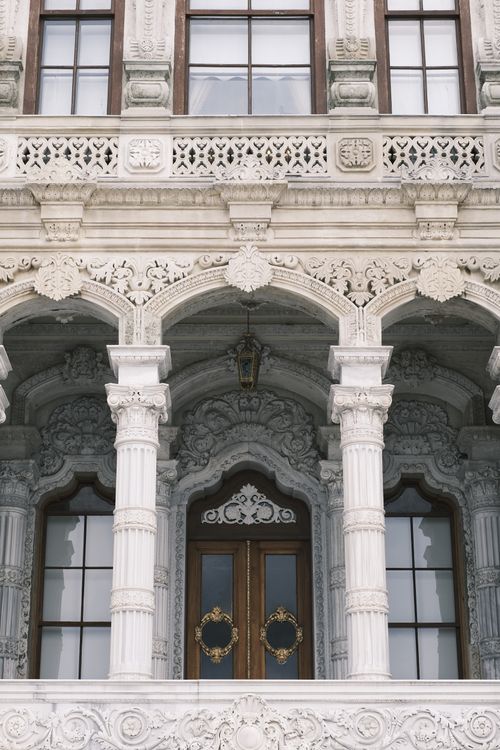 Free Close-up of ornate facade and columns of a historic Ottoman palace in Istanbul, Turkey. Stock Photo