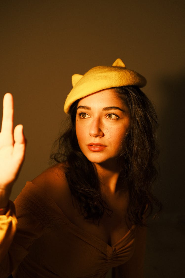 Woman Wearing A Hat With Cat Ears