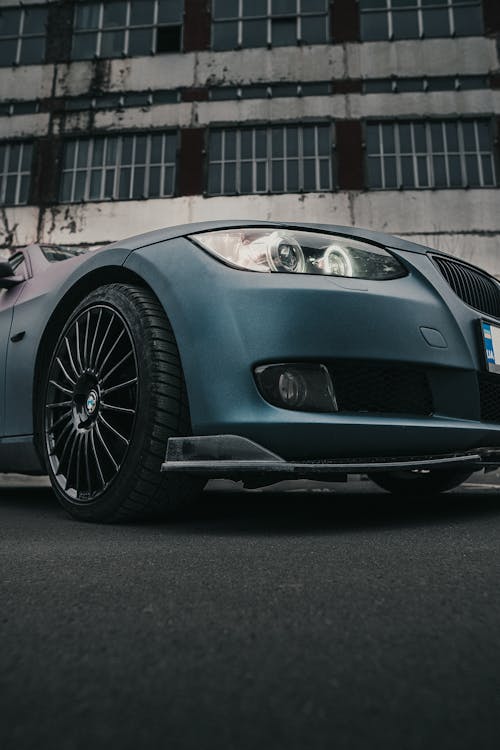 Blue BMW on a Parking 