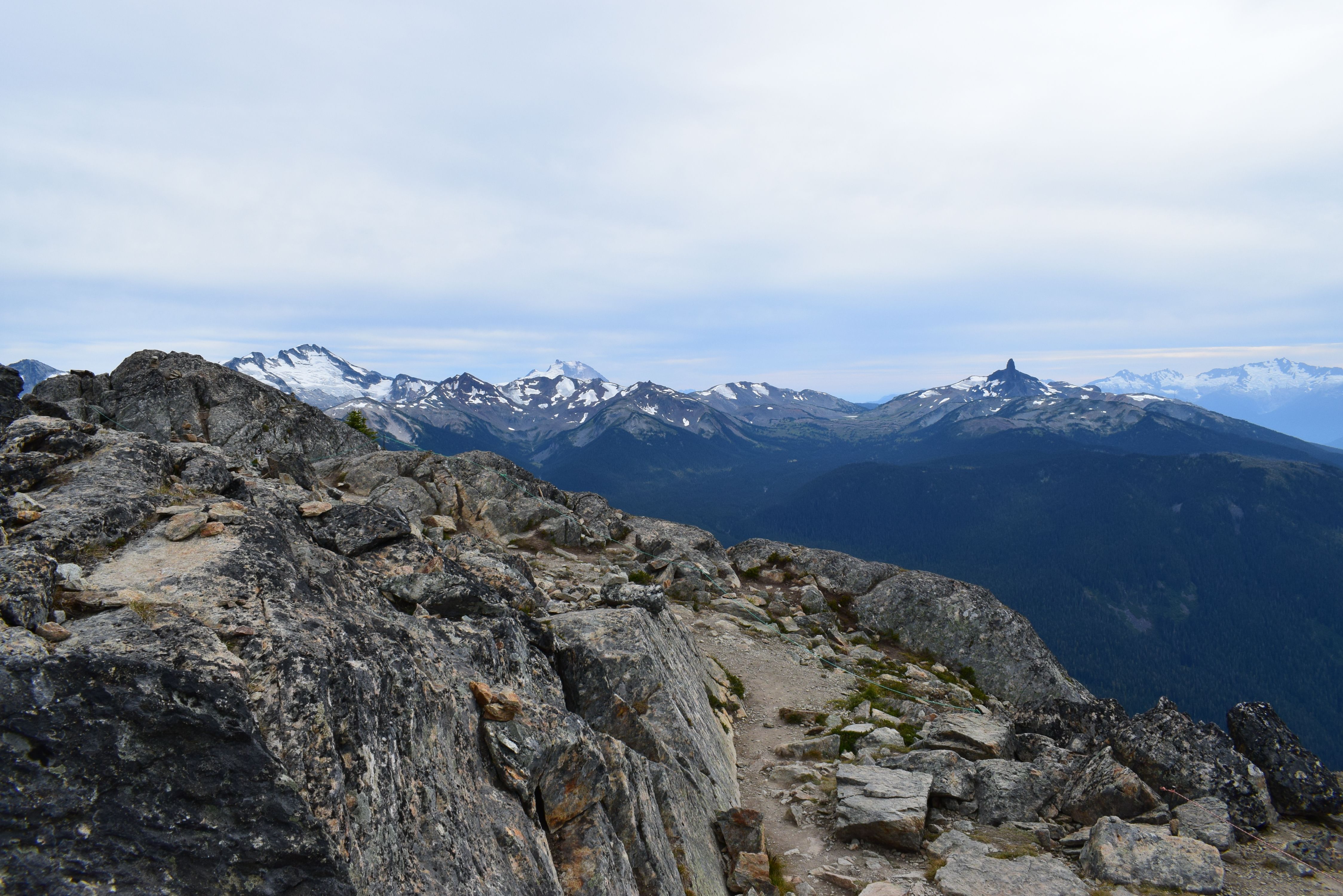 downhill view of the trail from Mount Adaklu showing steep rocky path