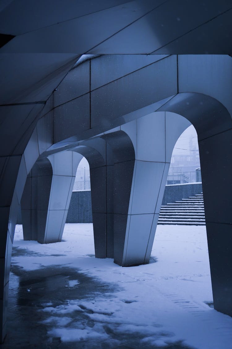 Geometric Construction Outdoors In Snow