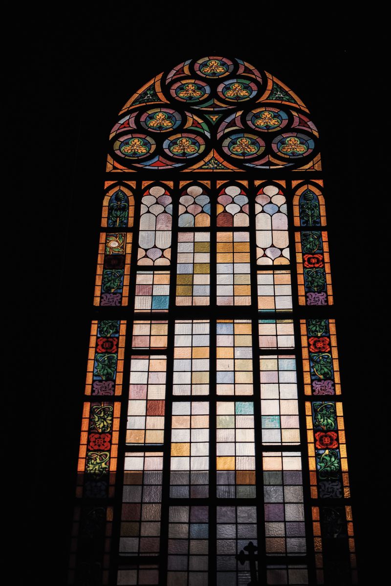 Church Windows Color Simple Colorful Stained Glass Windows in Church · Free Stock Photo