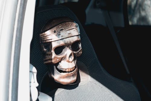 Free Skull on Bucket Seat Headrest Stock Photo