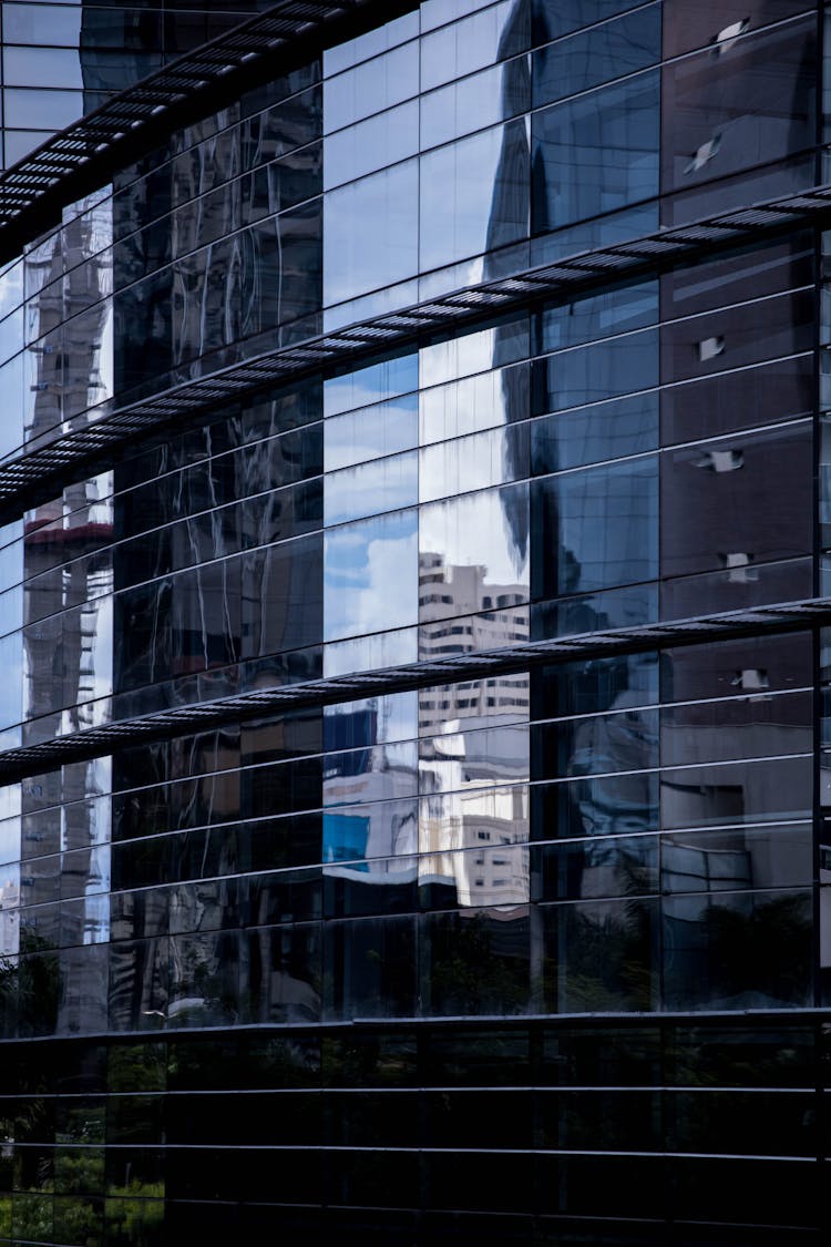 Glass Building Wall Reflecting Street