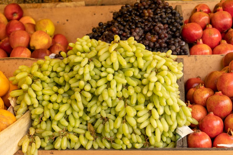 Grapes In Box At Market