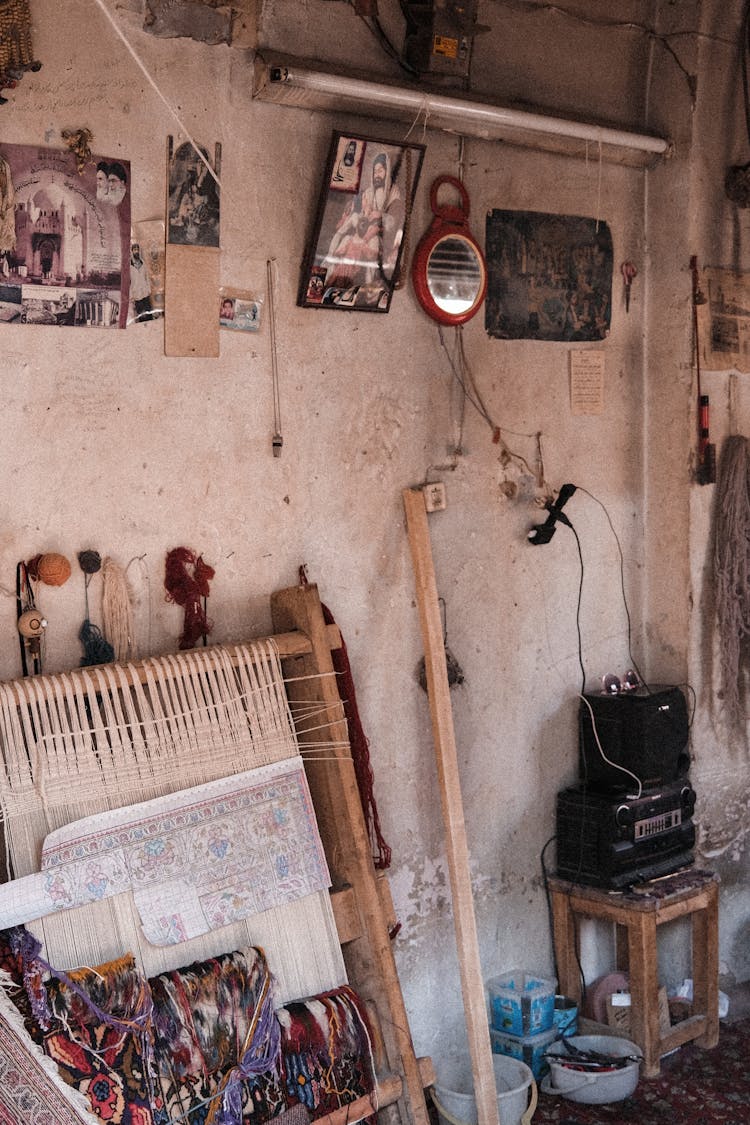 Decorations And Pictures Hanging On Wall In Home