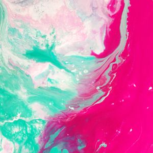Abstract pink and teal marbled paint — photo by Zaksheuskaya on Pexels