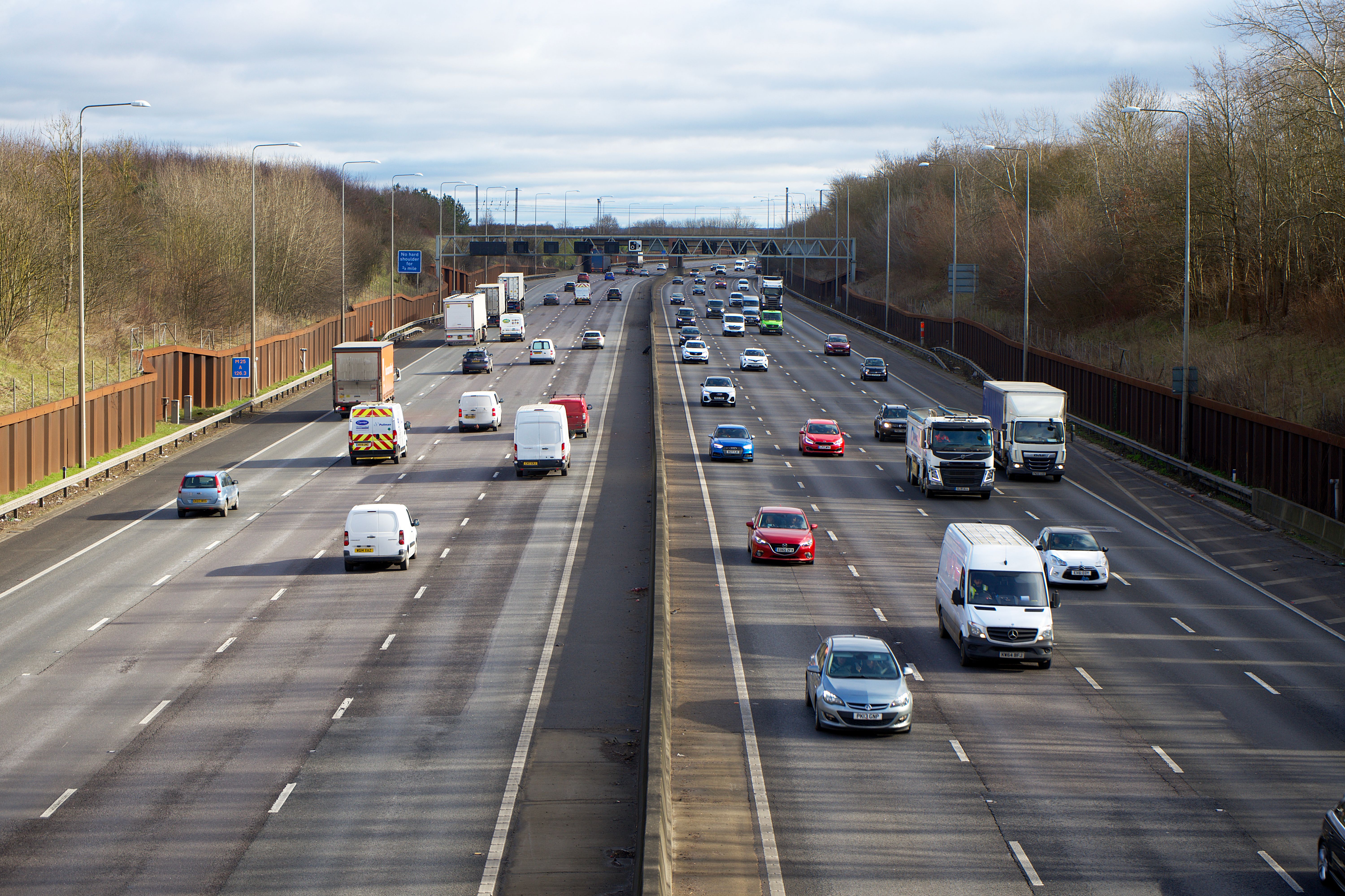 Aerial view of cars on a highway