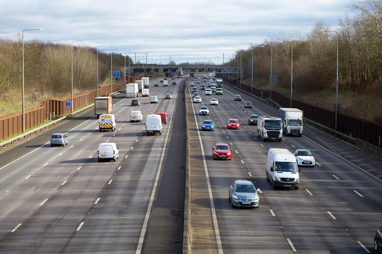 Aerial View Of Cars On A Highway