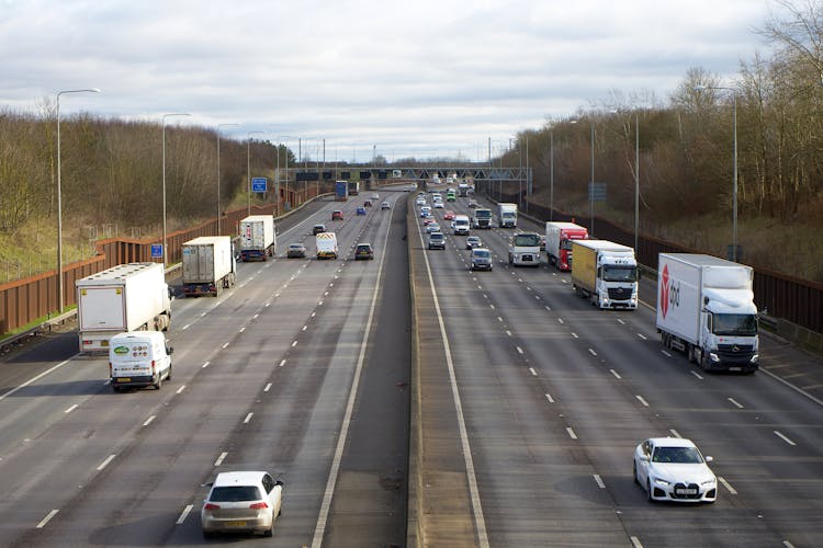 Aerial View Of Cars On A Highway