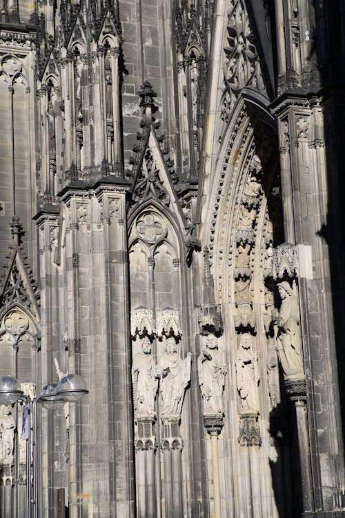 Close-up of a Facade of a Gothic Church 