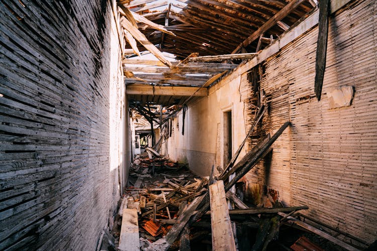 Interior Of A Broken Abandoned House 