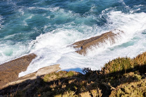 Scenic Photo of a Rough Sea Hitting the Coast