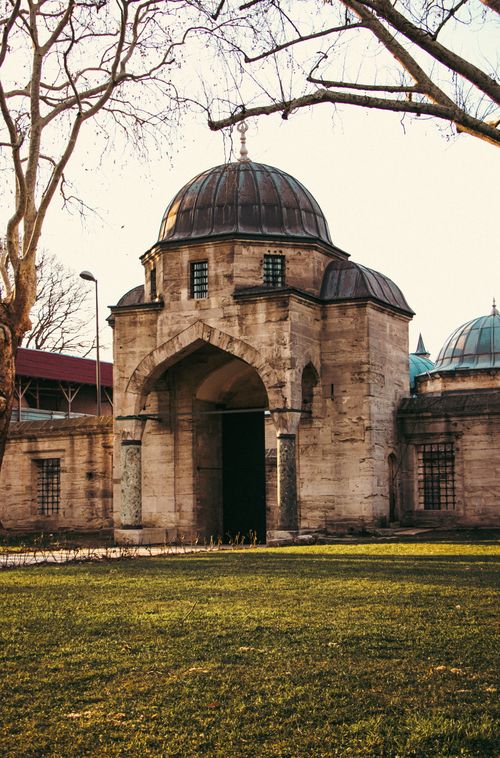 Free Beautiful dome and entrance of a historic Ottoman structure in Istanbul park. Stock Photo