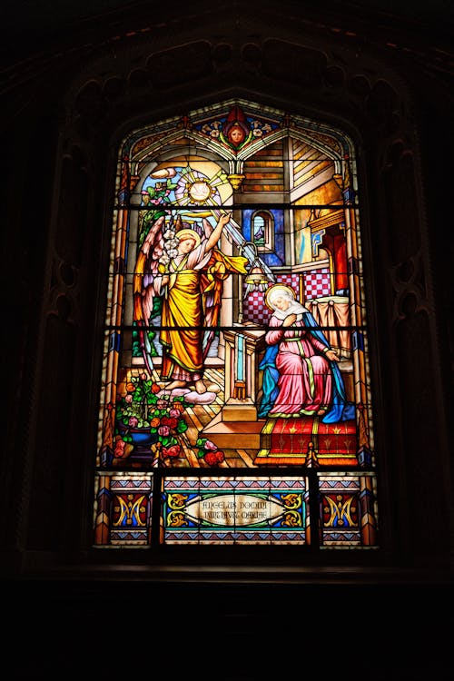 A Stained Glass Window in a Church 