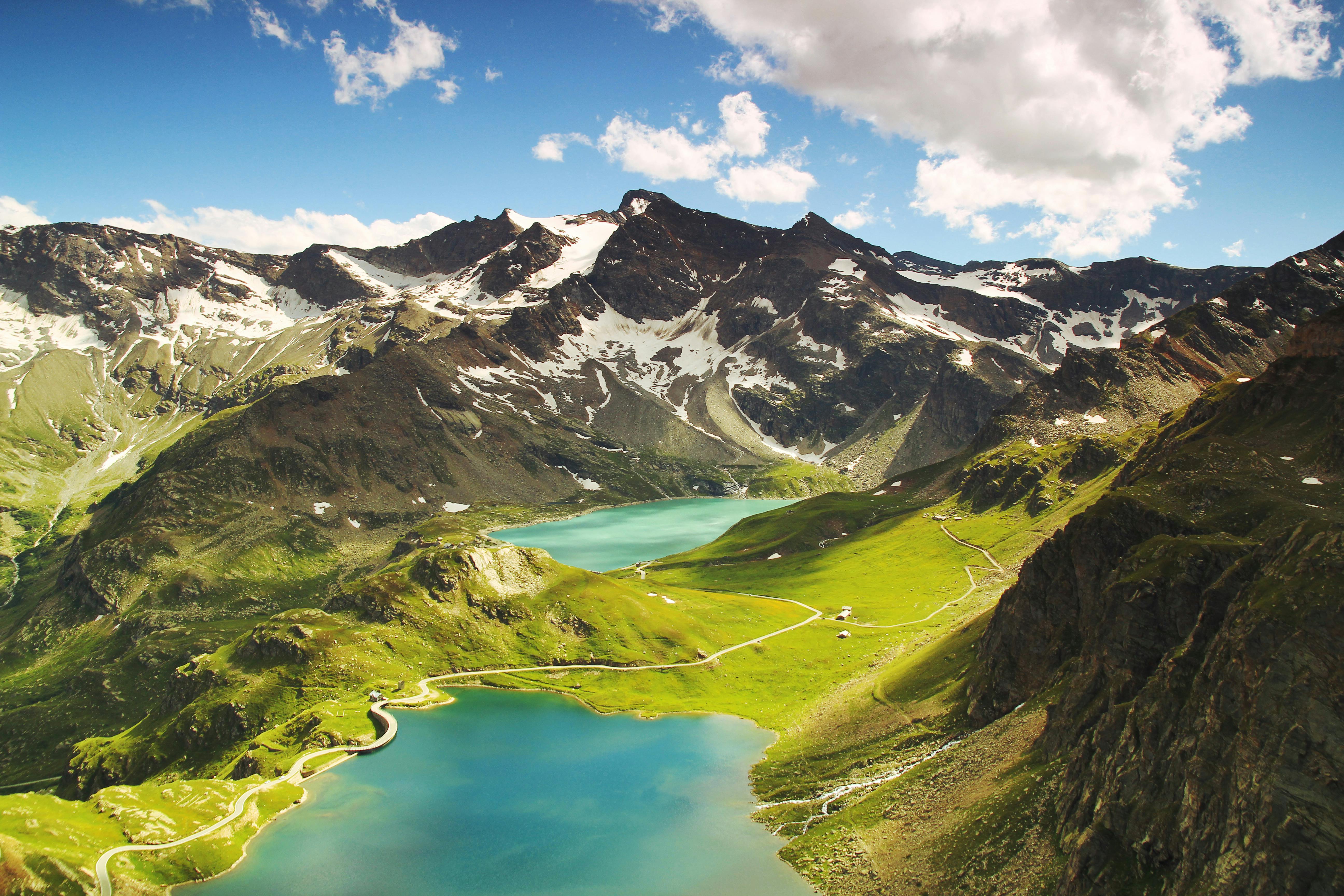 Aerial View of Mountain and Body of Water