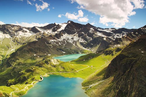 Aerial View of Mountain and Body of Water