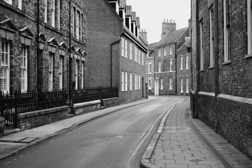 Street in Town in UK in Black and White