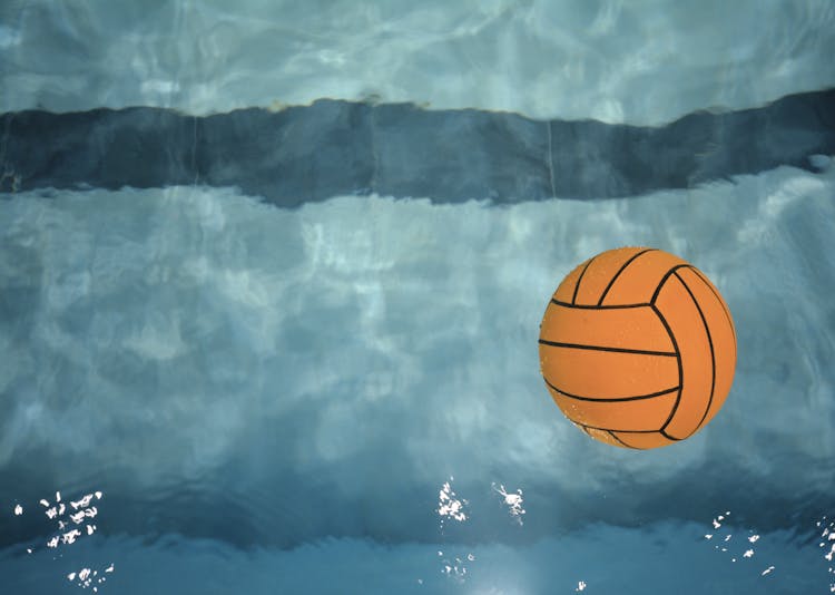 Basketball Ball Floating On Water In Swimming Pool