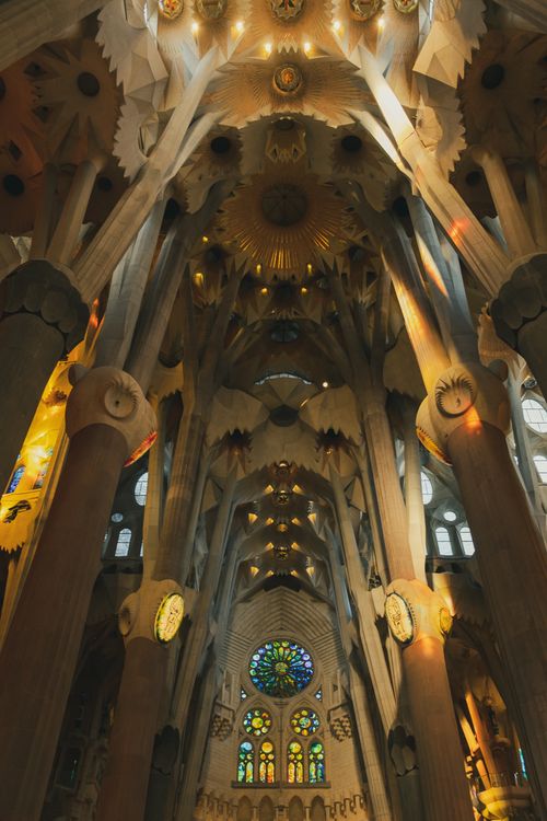 Ornamented Interior of La Sagrada Familia · Free Stock Photo