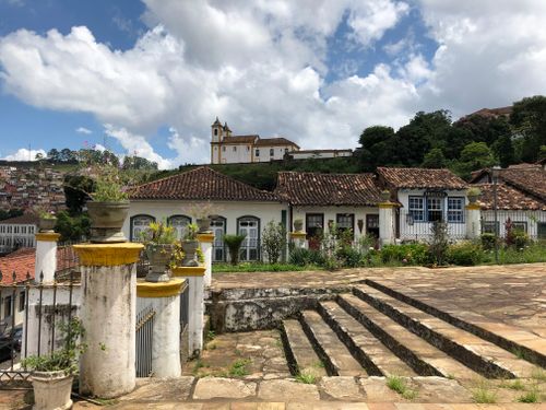 Free Cobblestone streets and colonial houses in Serro, Minas Gerais, Brazil. Stock Photo