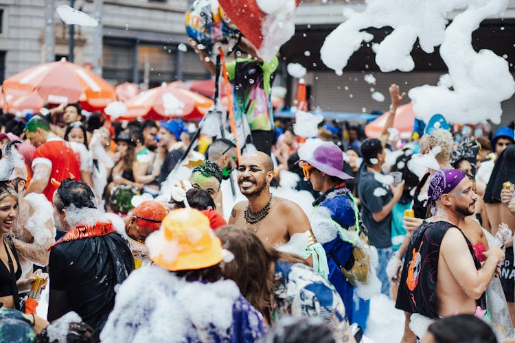 Crowd In Foam During Festival