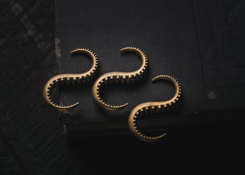 Close-up of Copper Hooks in the Shape of Octopus Tentacles