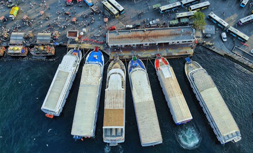 Free Six Cruise Ships on Water Stock Photo