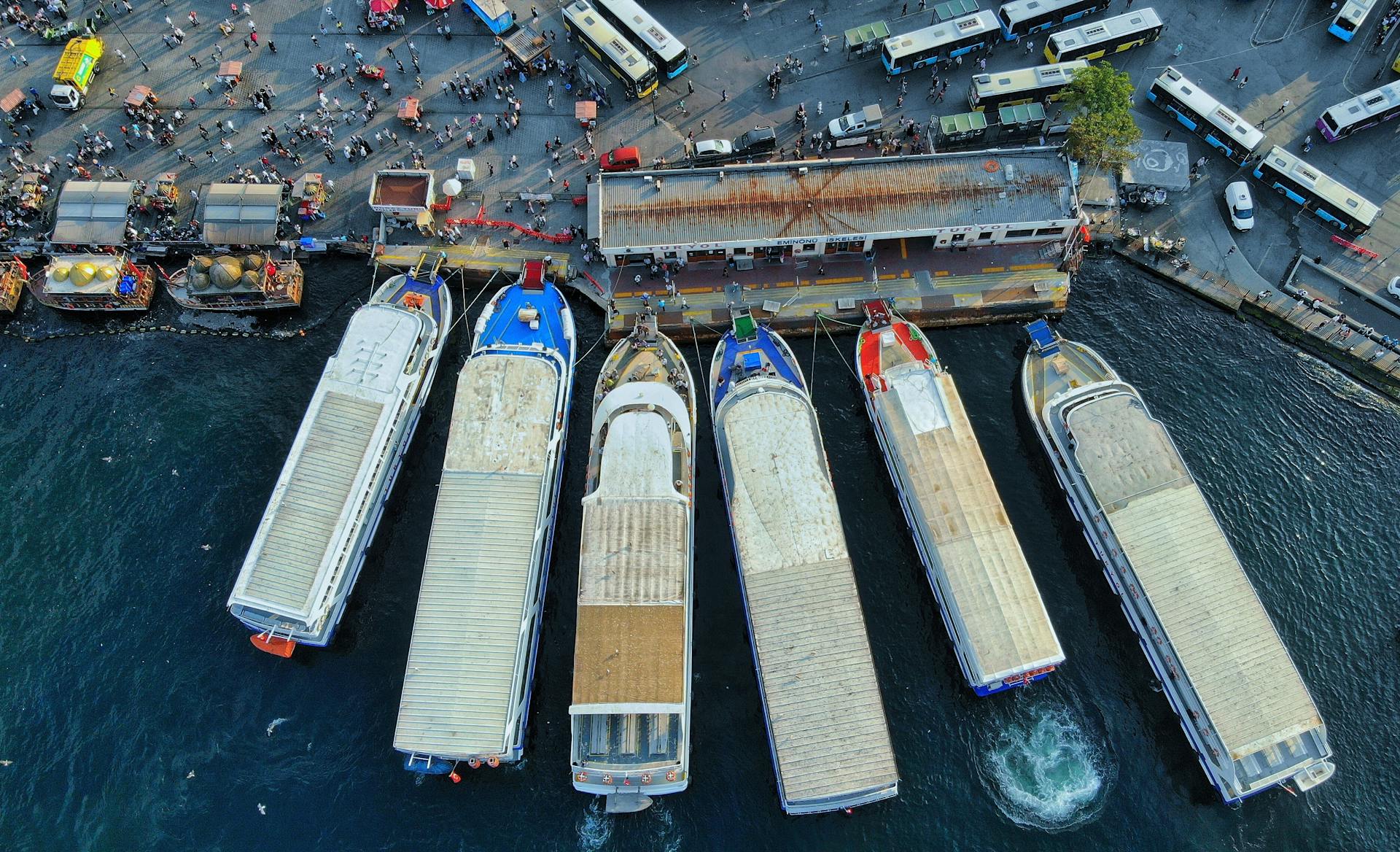 Six Cruise Ships on Water