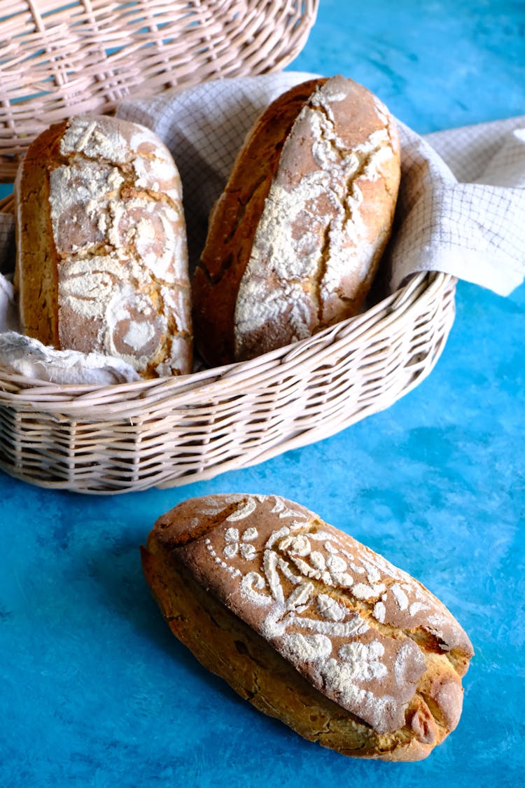 Bread In Basket On Table