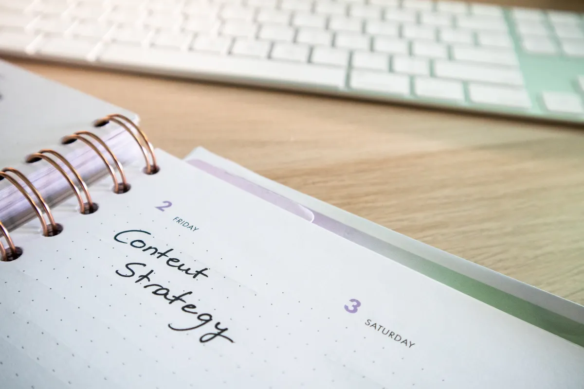 Planner showing content strategy, planned with an AI content generator tool.