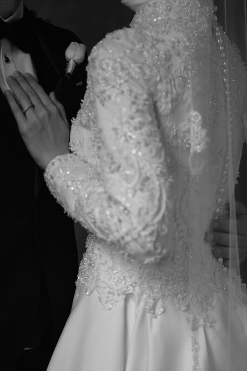 Woman in Glistening Wedding Dress