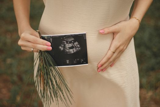 Close-up of Pregnant Woman with Ultrasound Scan