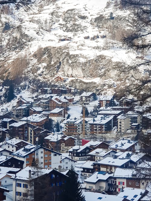 Town under Hill in Winter